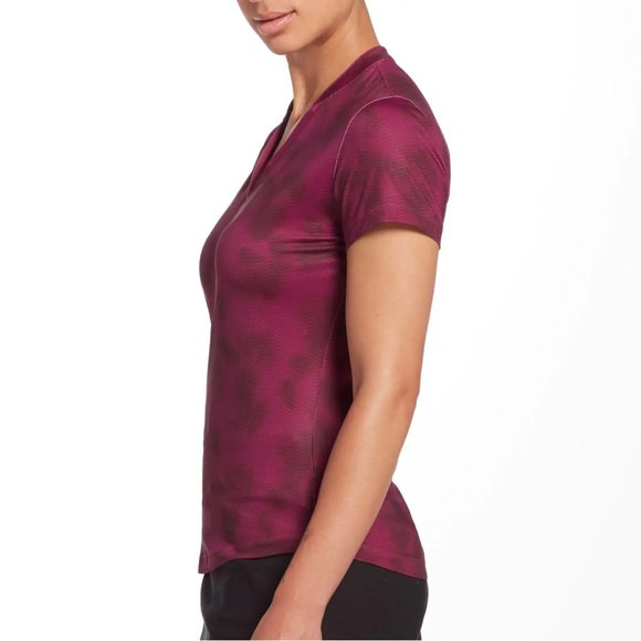 Lady Hagen Women’s Printed V Neck Short Sleeve Golf Polo Stretch Berry Size S - Picture 2 of 12